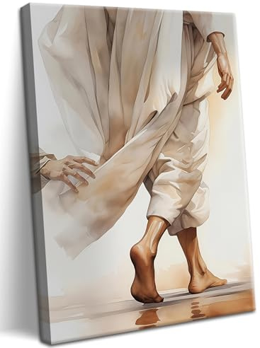 AKWISH Jesus-Leinwandbild, christliche Wanddeko „Frau berührt den Saum von Jesu Gewand“, inspirierende biblische Szene, Bilddruck für Zuhause, Kirche oder Gebetsraum, 40,6 × 61 cm, gerahmt