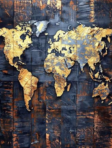 Peinture par Numero Carte du monde Peinture par Numero Adulte abstrait Kit de Bricolage Loisirs Créatifs pour Adultes Paint by Numbers avec Pinceaux et Pigment, Décoration 100x135cm Sans Cadre S-2E80