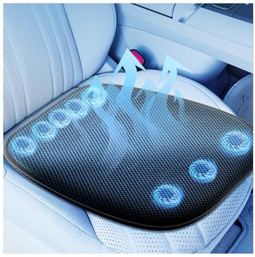 SJWJWOO Sitzkühlung Auto Mit 8 Lüftern, USB-Anschluss, Autositzauflage 3 Kühlstufen Sitzauflage Auto für Autos, SUV, LKW, Bürostuhl,Black