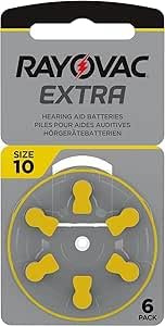RAYOVAC - 30 batterie extra per apparecchi acustici, tipo 10, PR70, codice colore giallo, 1,45 Volt, 30 pezzi (5 x 6 batterie)