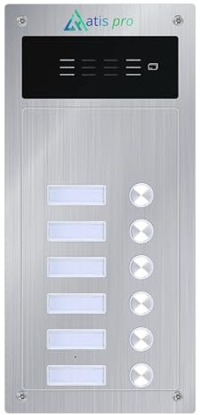 Türsprechanlage 2 Drähte mit RFID-Leser und Vandalensicherung, komplett mit Telefonen und Stromversorgung, für 6 Wohnungen, Aufputz- oder Unterputzmontage