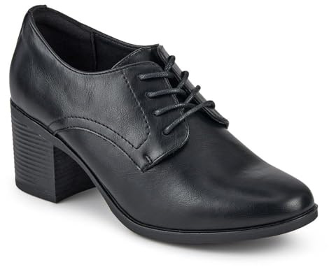 Smart Block Heeled Lace-Up Shoes - Black Size 5