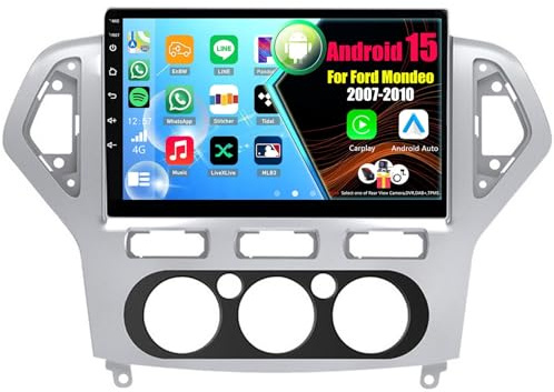 Radio de Coche 2 DIN para Ford Mondeo 2007-2010 Autoradio Android 15 con Wireless Carplay Android Auto WiFi Bluetooth GPS(8Core(8+256GB))