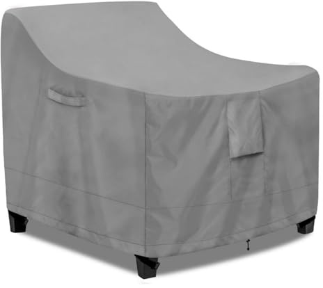 Générique Housse de Protection pour Chaises de Jardin et Fauteuils Empilables - Imperméable, Résistante aux UV et au Froid en Tissu Oxford 210D, Coupe-Vent pour Extérieur (Gris, 71×76×79cm)