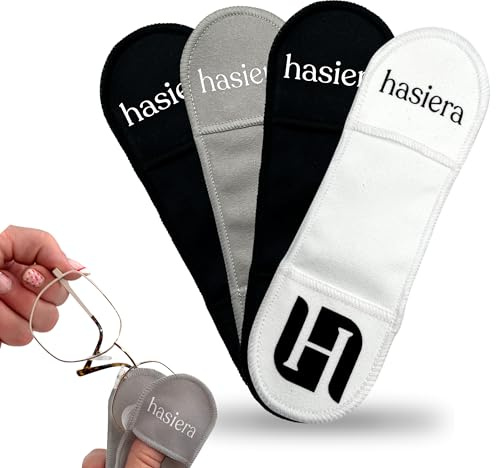 hasiera 4 Brillenputztücher Mikrofaser in Optikerqualität, 16 x 5 cm – fusselfreie Reinigungstücher für Brille, Handy und Bildschirm – waschbar & wiederverwendbar
