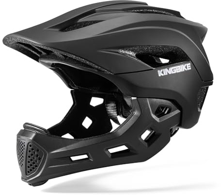 KINGBIKE Kinder Fullface Helm Integralhelm mit abnehmbarem Kinnschutz | Fahrradhelm für Roller, Fahrrad & Multisport, Schutzhelm ab 5 Jahren für Jungen und Mädchen 51-55CM