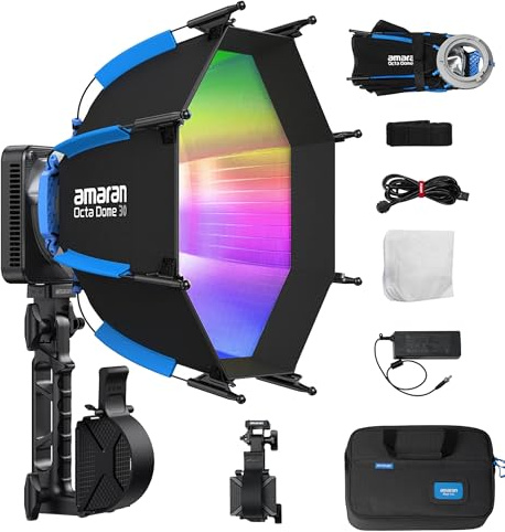 Amaran Ray 120c RGB Video Light Studio Photography Light CCT 1800-20000K | with Softbox Portable Bag Bowens Mount for YouTube,TikTok,Live Streaming,Weddings,Vlog