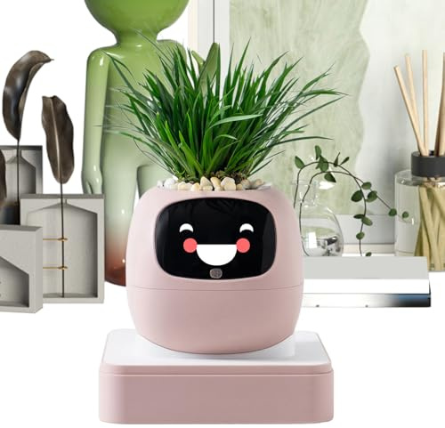 syayw Robot De Plantas - Jardineras con IA Inteligente para Mascotas Y Múltiples Expresiones,Tiesto Pequeño para Cactus | para Interiores Principiantes Día de la Madre Jardín Balcón Dormitorio Salón