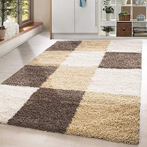 HomebyHome Shaggy Teppich Wohnzimmer 160 x 230 cm - Shaggy Teppich Hochflor Mokka Extra Weich und Flauschig - Waschbarer Langflor Teppiche für Schlafzimmer, Küche, Flur - Carpet, Halı, Kilim