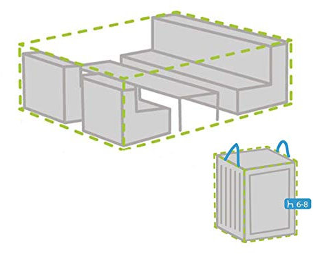 Schutzhüllen Set: Abdeckung S 200x150cm für Garten Lounge Set + Hülle für 6-8 Kissen