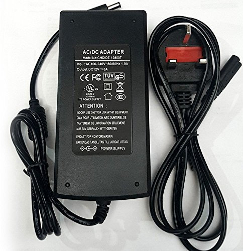 Hohe Qualität 12 V 8 A DC Netzteil mit 8 Way CCTV Power Splitter Kabel für CCTV Kameras, LED-Lichtleiste UK Lager (8 A Adapter UK, 8 Wege spilitter)