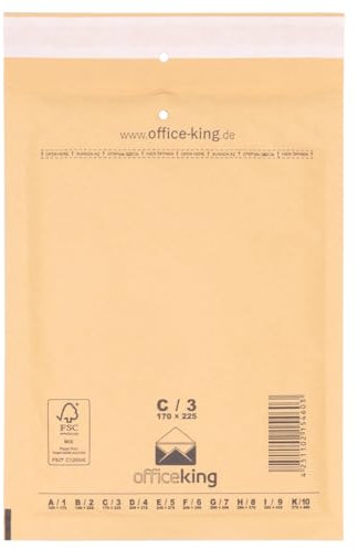 officeking 100 Luftpolsterversandtaschen Luftpolsterumschlag C3 braun 170 x 225 mm DIN A5 Luftpolster Verpackung Polsterumschläge Briefumschläge gepolstert