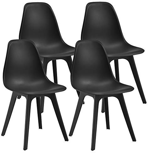 [en.casa] 4X Design Stühle 'Brevik' 83 x 54 x 48cm Schwarz Esszimmer Stuhl Stühle Kunststoff Skandinavisch mit Bodenschoner