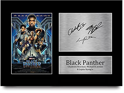 HWC Trading Black Panther The Avengers A4 Ungerahmt Signiert Gedruckt Autogramme Bild Druck-Fotoanzeige Geschenk Für Chadwick Boseman Michael B. Jordan Lupita Nyong'O Filmfans