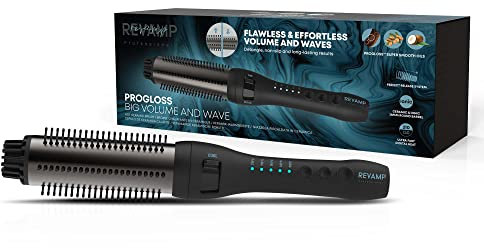 REVAMP Volume & Shape Ceramic Hot Brush for Hair Styling, 38mm Ceramic Barrel and Retracting Bristles, Adjustable Temperature, Automatic Shut-Off, Volumizing Brush for Short and Medium Hair Types