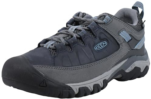 KEEN Women's Targhee 3 Low Height Waterproof Hiking Shoes, Magnet/Atlantic Blue, 8 US