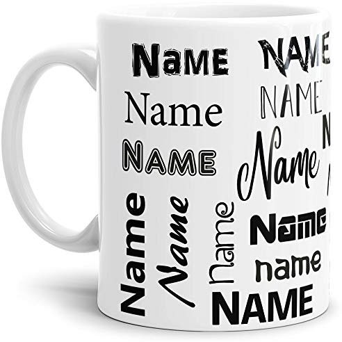 Tassendruck - Tasse mit eigenem Namen - Keramik - Personalisiert - Geschenk-Idee - Weiß - 300ml