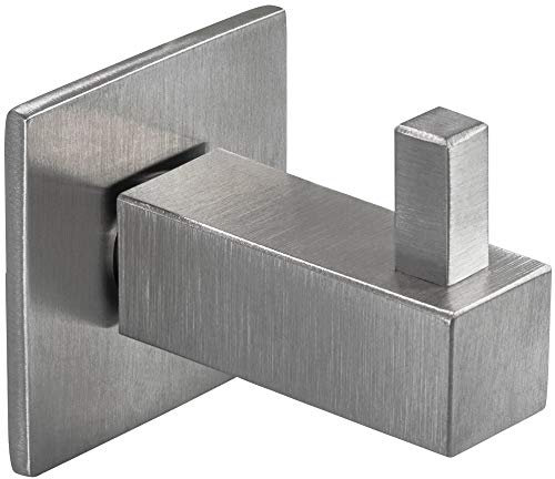 Gedotec Design Garderobenhaken Vintage Kleiderhaken Edelstahl matt - Trinity | Tiefe: 40 mm | Wandhaken unsichtbar verschraubt | Haken-Garderobe einzeln | 1 Stück - Einzelhaken eckig mit Schrauben