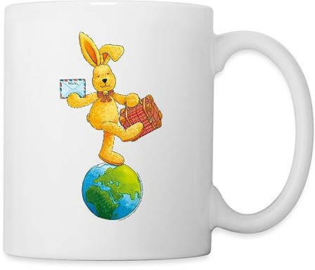 Spreadshirt Felix der Hase Weltenbummler Tasse, One size, Weiß