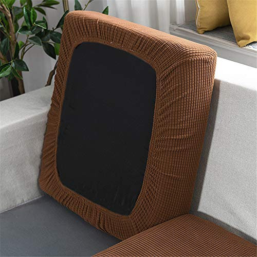 SYLC Sofa Sitzkissenbezug Stretch Sitzkissenschutz Elastischer Kissenbezüge, Husse Überzug Bezug Für Sofa Sitzkissen, rutschfest Stoff Tartan (Rotbraun,Chaiselongue)