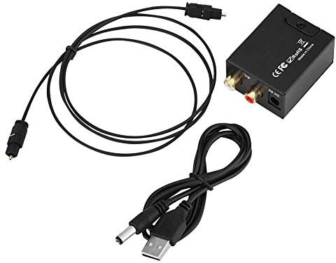 ASHATA Conversor de audio digital analógico, coaxial/Toslink a analógico estéreo de audio R/L, convertidor S/PDIF para conmutación de audio doméstico y profesional