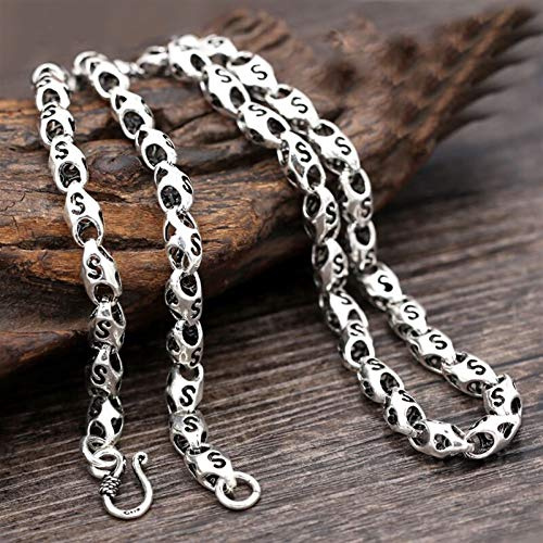 FOOSKOO Herren Halskette Männer Halsketten 6mm Reine Silber 925 Sterling Silber Herren Lange Dicke Halskette Kette Thai Silber Halskette Unisex (Metal Color : 55cm Long)