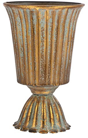 YARNOW Urne Shabby Blumenvase Gold Vintage Milchkanne Rustikaler Blumentopf Shabby Chic Deko Eisen Landhaus Vase Metall Eimer Retro Übertopf für Balkon Schreibtisch Büro Wohnzimmer Tischdeko
