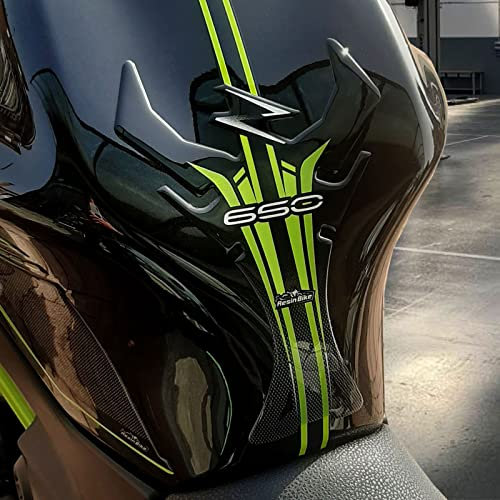 Resin Bike Adesivi Moto Compatibile con Kawasaki Z650 2021. Protezione Paraserbatoio da Urti e Graffi. Adesivo 3D Resinato per Serbatoio Moto - Verde Metallizzato