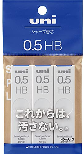 Mitsubishi Pencil Uni ULS05403PHB Lot de 3 mines pour porte-mines 0,5 HB Noir