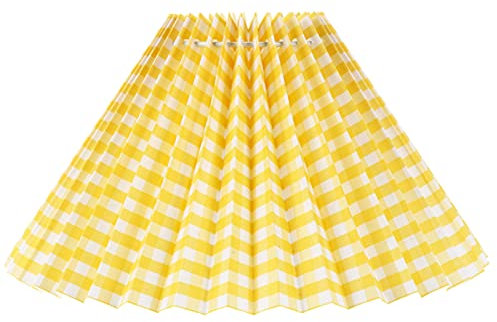 Milisten Plissierter Lampenschirm, 1 Set gelber karierter Lampenschirm, Landhausstil-Lampenschirme, Lampenabdeckung, Ersatz für Tischlampe, 9. 43 x 9 43 x 6 73,7 cm Lampenschirm