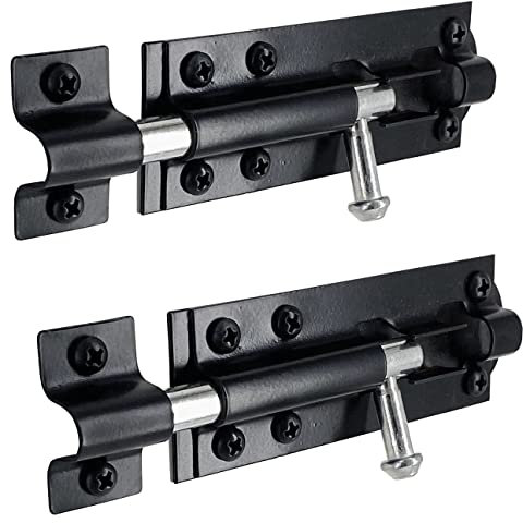IRONTITE® 2 Pack Tower Bolt Black, Gate Bolts for Wooden Gates, Slide Bolt, Black Door Lock Bolt, Sliding Bolt Lock Or Garden Gate Bolt. 100mm (4”)