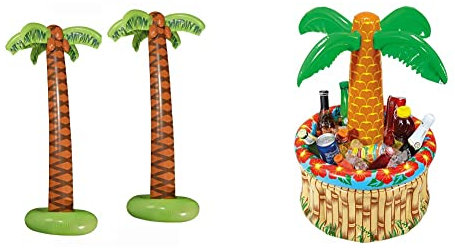 Widmann 10136169B - Aufblasbare Palmen, 2 Stück, Höhe Circa 180 cm, Beachparty, Dekoration, Mottoparty, Karneval & 04865 - Aufblasbare Palme mit Getränkekühler, zum Befüllen mit EIS und Wasser