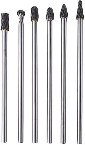 Brocas Rotativas, 6 Uds. Limas Rotativas de Aluminio de Carburo de Tungsteno Juego de Rebabas Lima Rotativa para Herramienta Rotativa Vástago de 6 Mm Diámetro de Corte de 10 Mm