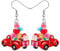 LONYOO Valentinstag Acryl Cute Auto Lastwagen Ohrringe Baumeln Rosa Herz Umschlag Schmuck Geschenke für Frauen Mädchen (Rot)