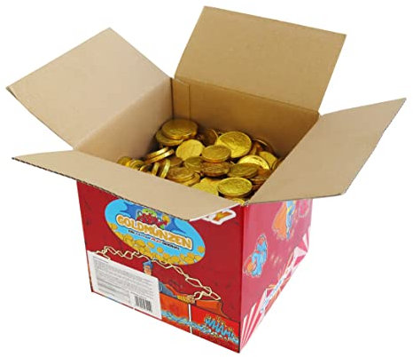 CAPTAIN PLAY Goldmünzen, 4kg Wurfmaterial Karneval, 560 Goldmünzen Schokolade in Einzelverpackung, Süßigkeiten Großpackungen