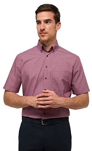 ETERNA, Kariertes Kurzarmhemd mit Brusttasche, Modern Fit Größe 43, Farbe rot-blau