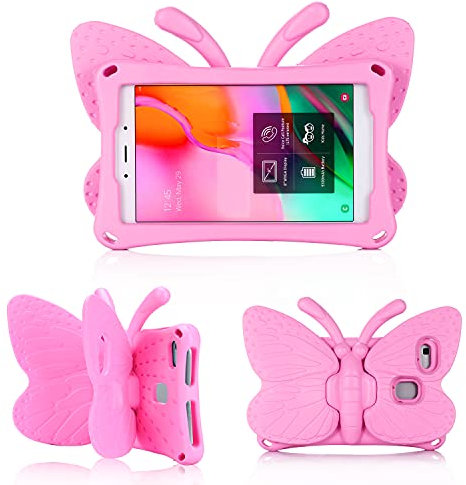 Simicoo TCL – Étui pour tablette 8 LE avec support, en EVA léger, robuste, résistant aux chocs, couverture complète adaptée aux enfants, motif papillon mignon (rose)