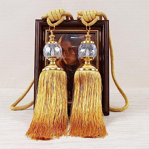 PETSTIBLE Raffhalter mit Quasten, handgefertigt, Vorhang-Raffhalter, Seil für Heimdekoration, 1 Paar, europäischer Stil