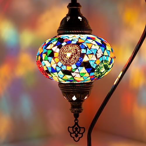 COOL MOSAIK Mosaiklampe Tischampe L Stehlampe Orientalische Marokkanische Handgefertigte Dekorative Türkische Mosaiklampe (2. Mehrfarbig)