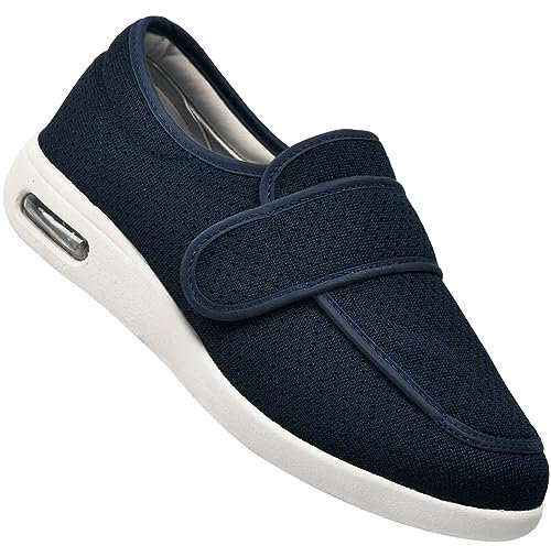 Chaussures pour Pied Gonflé Oedeme Chaussons Elargissement Réglable Respirantes avec Soutien Chaussures de Marche à Enfiler à Coussin d'air pour Femmes (Color : Blue, Size : 39 EU)