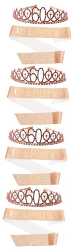SAFIGLE 4sätze Roségold Geburtstag Krone Und Schärpe Dekoration Party-accessoires Für Stilvolle Geburtstagsfeier-deko Für Unvergessliche Feiern