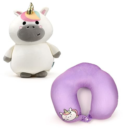 Puckator Swapseazzz Reisekissen mit Plüsch, 2-in-1, Astra das Einhorn, Weiß, Standard, Modern