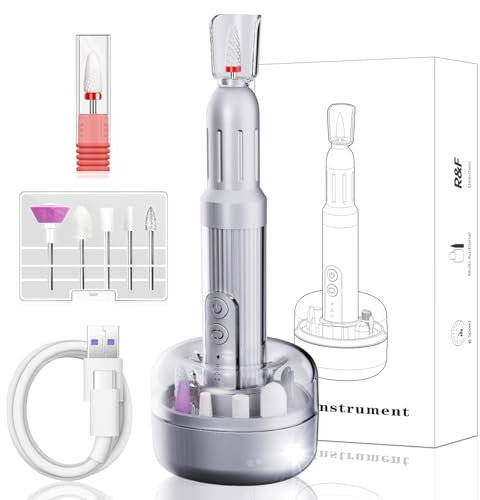 Electric Nail Files Professional Nail Drill for Gel/Acrylic Nails, 18000 RPM Adjustable Speed E File, Manicure Pedicure Set with Ceramic Nail Bit,Rechargeable Base,Low Vibration,Low Noise for Beginner