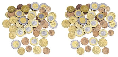 Learning Resources Spielgeldset Euro-Münzen (Set mit 100 Stück), Kinder Euro spielgeld münzen, kaufladen Kasse, Spielgeld für Kinder kaufmannsladen einkaufsladen (Packung mit 2)
