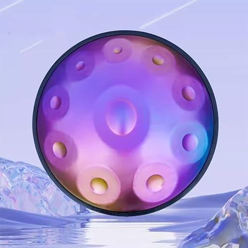 432 Hz Handpan-Trommel 10 Noten 22 Zoll „Purple Performer“ in D-Kurd-Moll mit Handpan-Ständer, Handpan-Koffer, Langlebigen Schlägeln Und Staubfreiem Tuch