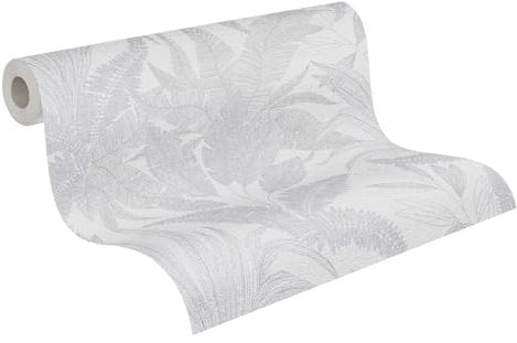 Livingwalls Papier peint 396541 avec des feuilles de palmier en gris, argent - papier peint floral avec effet métallique en bronze - 10,05m x 0,53m - Fabriqué en Allemagne