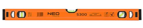 NEO TOOLS Aluminium-Wasserwaage gesicherte Libelle, m Genauigkeit | Wasserwaage Aluminium | 0,5 mm/m Genauigkeit, hoch präzise geschliffen | Wasserwaage mit 3 Blase | 40-180 cm