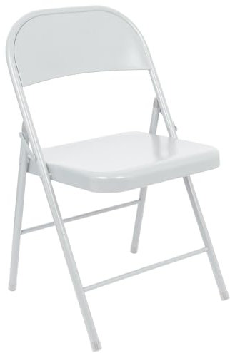 Harbour Housewares White Metal Folding Chair with Rubber Bumper Feet - Lightweight Matte Foldable Desk Chair Metal Garden Seats for Indoor, Outdoor Activities, Guests, Conferences