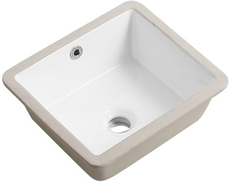 Fregadero de baño rectangular pequeño de cerámica blanca de 14 pulgadas con desbordamiento (14 x 12.5 pulgadas)