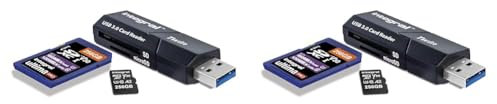 Integral Dual-Slot Micro SD & SD USB3.0 Memory Card Reader Adapter - Super fast file transfer and Compatible with High Speed UHS-I interface: SDHC, SDXC, microSDHC & microSDXC UHS-I U1 & U3